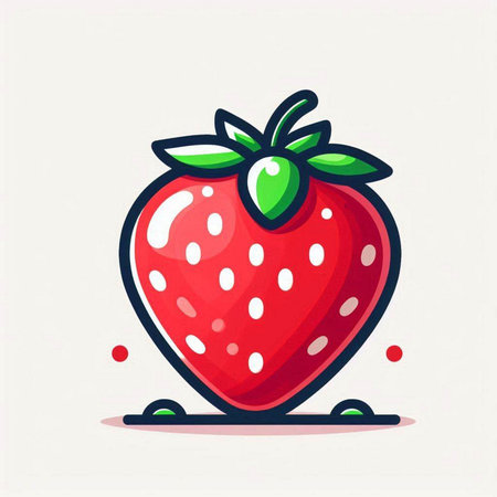 Strawberry fruit icon. Vector illustration of a fresh strawberry.のイラスト素材