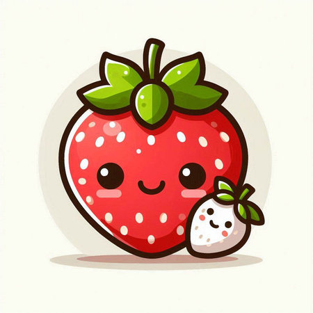 Cute cartoon strawberry character. Vector illustration isolated on white background.のイラスト素材