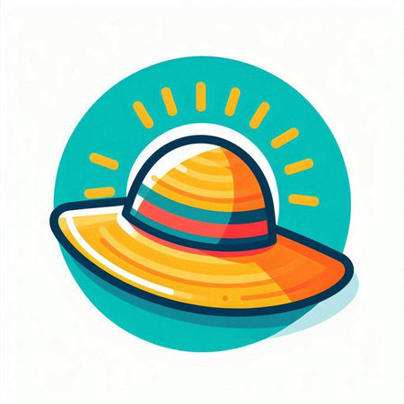 Summer hat icon. Vector illustration in flat style on a white background.のイラスト素材