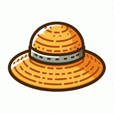 Vector illustration of a straw hat isolated on a white background. Hand drawn style.のイラスト素材