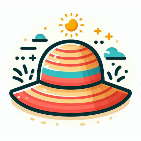 Summer hat icon in flat style on white background. Vector illustration.のイラスト素材