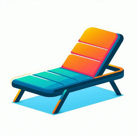 Illustration of a deck chair on a white background. Vector illustration.のイラスト素材