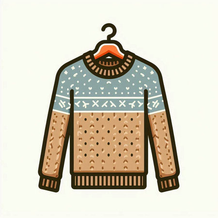 Vector illustration of a sweater with a knitted pattern on a white backgroundのイラスト素材