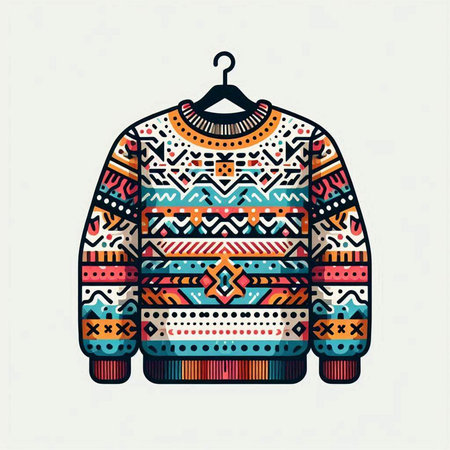 Vector illustration of a sweater with a pattern in the style of native americans.のイラスト素材
