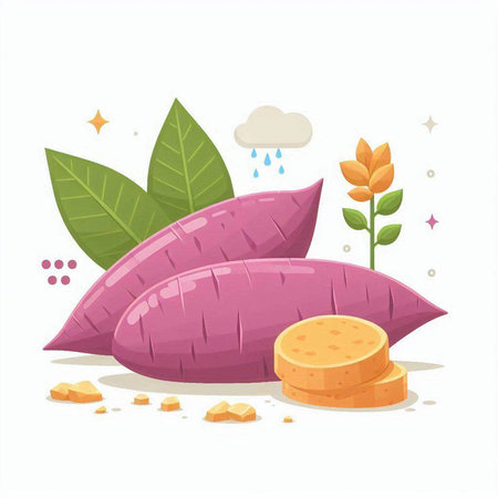 Sweet potato vector illustration isolated on white background. Sweet potato vector illustration.のイラスト素材