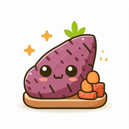 Sweet potato cartoon character. Cute kawaii sweet potato vector illustrationのイラスト素材