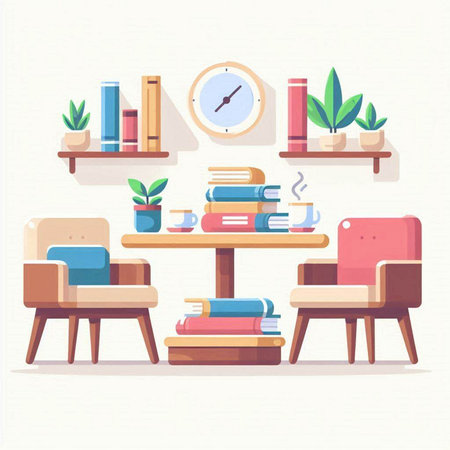 Furniture and interior elements. Vector illustration in flat style.のイラスト素材