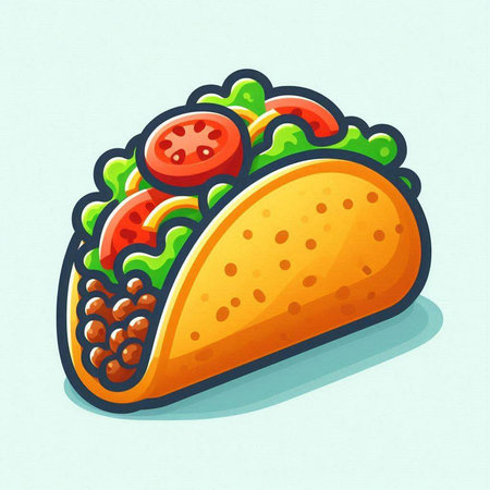 Taco icon. Vector illustration of a mexican food.のイラスト素材