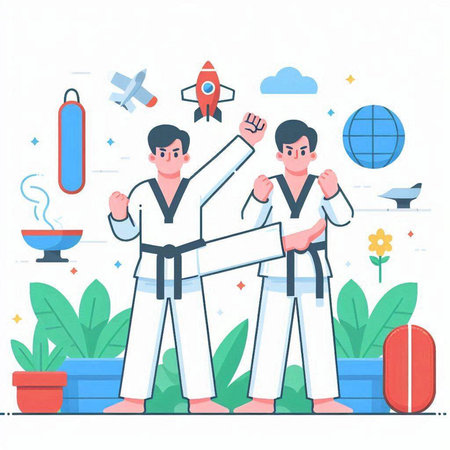 Tae Kwon Do or Karate Sport Illustration in Flat Design Styleのイラスト素材