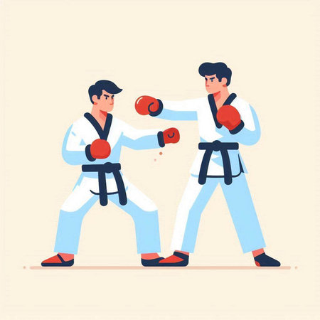 Tae Kwon Do or Karate Sport Illustration in Flat Design Styleのイラスト素材