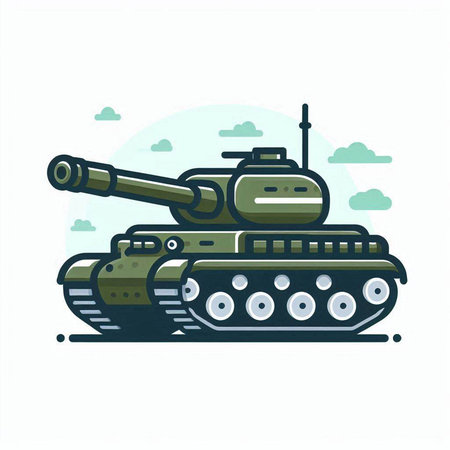 Military tank vector illustration. Army tank flat style design. Tank icon.のイラスト素材
