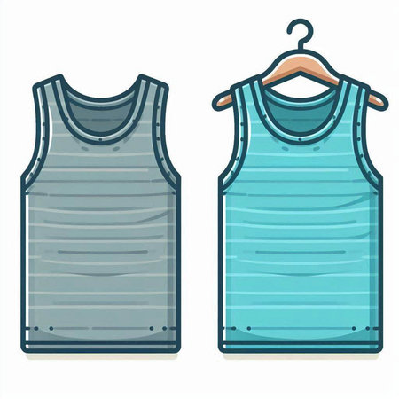 Vector illustration of a blue sleeveless shirt on a hangerのイラスト素材