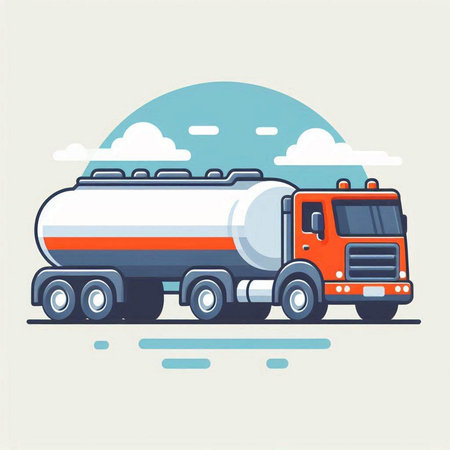 Tanker truck. Oil transportation. Vector illustration in flat style.のイラスト素材