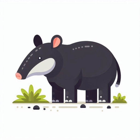 Tapir isolated on a white background. Vector illustration. Eps 10.のイラスト素材