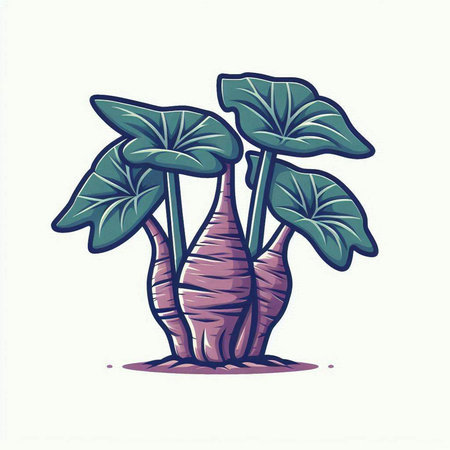 Vegetable vector illustration of colocasia esculenta.のイラスト素材
