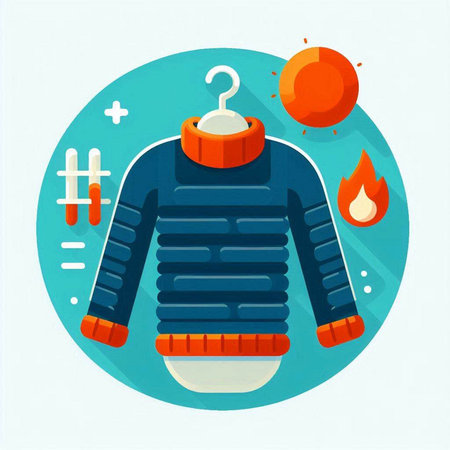 Winter clothes. Warm clothing. Vector illustration in a flat style.のイラスト素材