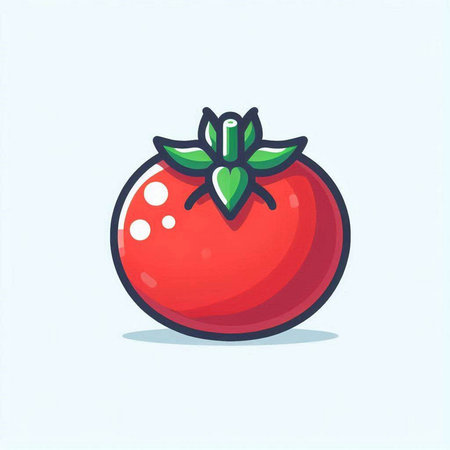 Cute cartoon tomato. Vector illustration, isolated on white background.のイラスト素材