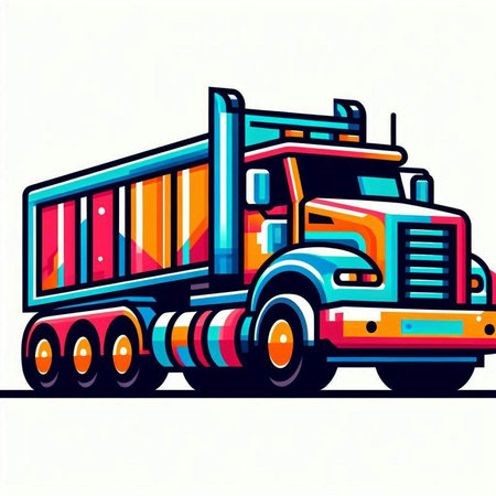 Vector illustration of a big semi-trailer truck on a white background.のイラスト素材