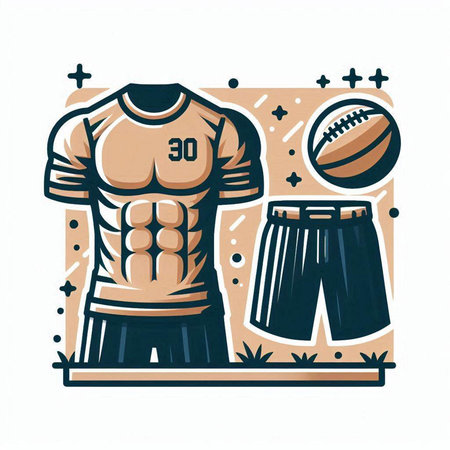 American football player with ball and shorts. Vector illustration in retro style.のイラスト素材