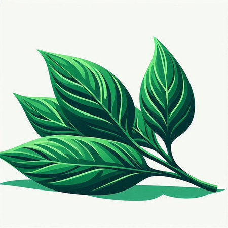 Illustration of green leaves on a white background, vector illustration.のイラスト素材