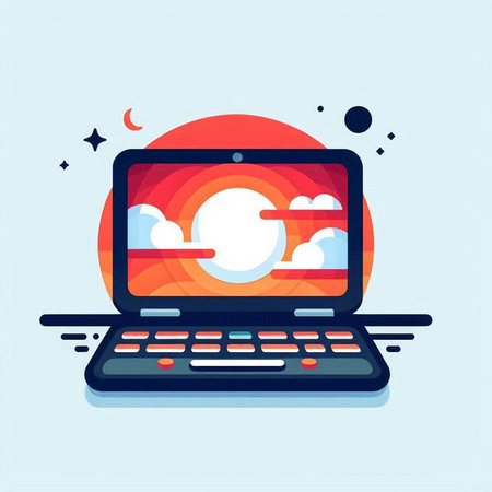Laptop with cloud computing concept. Vector illustration in flat style.のイラスト素材