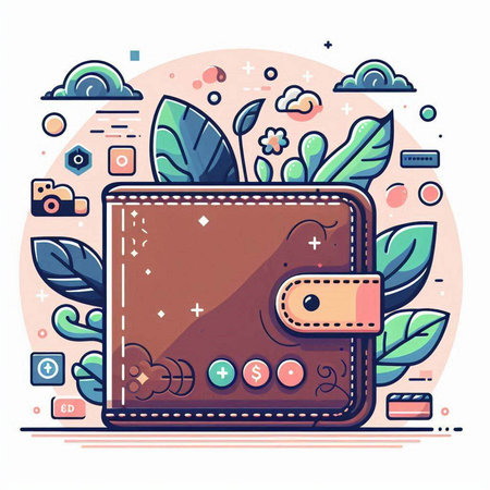 Wallet with money. Vector illustration in trendy flat style on white background.のイラスト素材