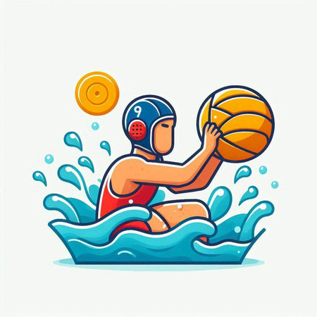 Water polo player with ball. Water polo player vector illustrationのイラスト素材