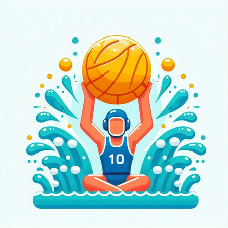 Volleyball player with ball in hands, flat vector illustration.のイラスト素材
