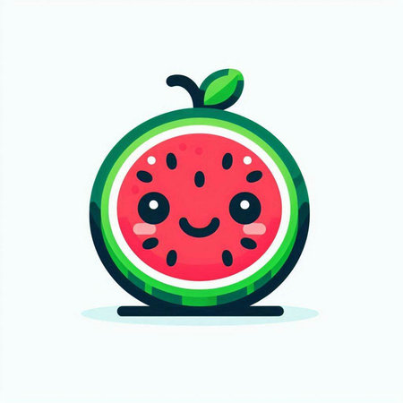 Funny watermelon character. Vector illustration in a flat style.のイラスト素材