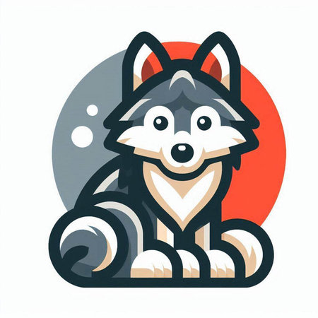 Siberian husky icon. Vector illustration of a wolf.のイラスト素材
