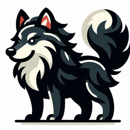 Samoyed dog on a white background. Vector illustration of a dog.のイラスト素材