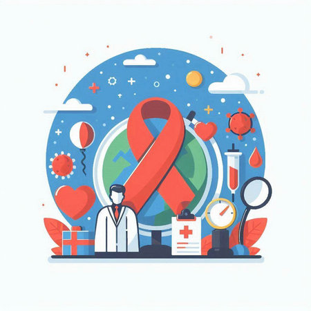 Vector illustration of World Aids Day concept in flat design style.のイラスト素材