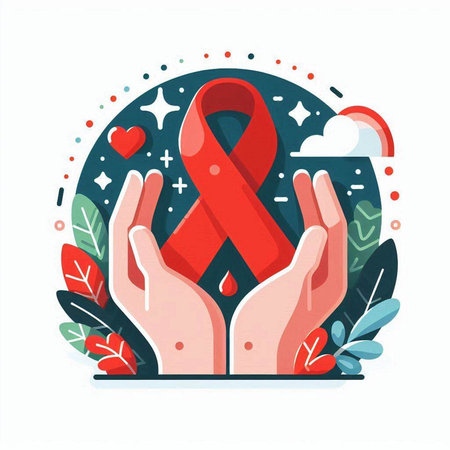 Vector illustration of World Aids Day concept. Red ribbon symbol.のイラスト素材