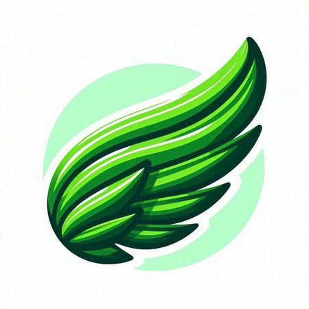 Green wing icon on white background. Design element. Vector illustration.のイラスト素材