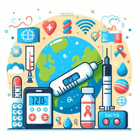 Medical equipment. Global healthcare concept. Vector illustration in flat style.のイラスト素材