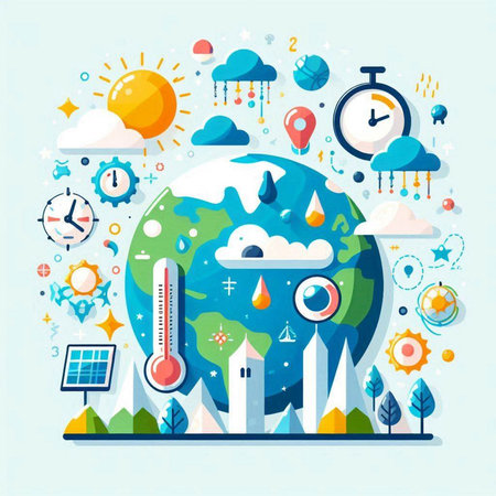 Flat design modern vector illustration concept of global warming and climate change.のイラスト素材