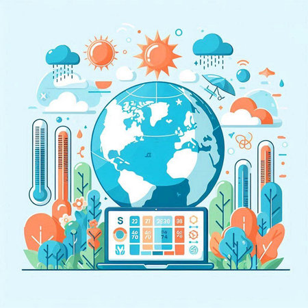 Global warming and climate change concept. Global warming concept. Vector illustrationのイラスト素材