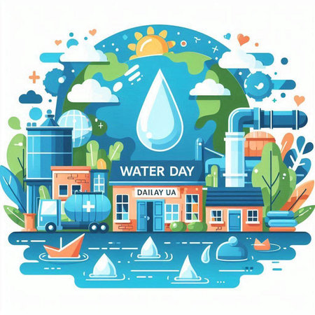 World Water Day. Vector illustration in flat style. Elements for design.のイラスト素材