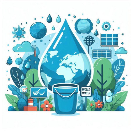 Save water concept. Save the planet. Vector illustration in flat styleのイラスト素材