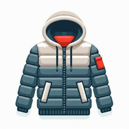 Winter jacket isolated on white background. Vector illustration in cartoon style.のイラスト素材