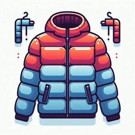 Vector illustration of winter jacket. Cartoon style. Isolated on white background.のイラスト素材