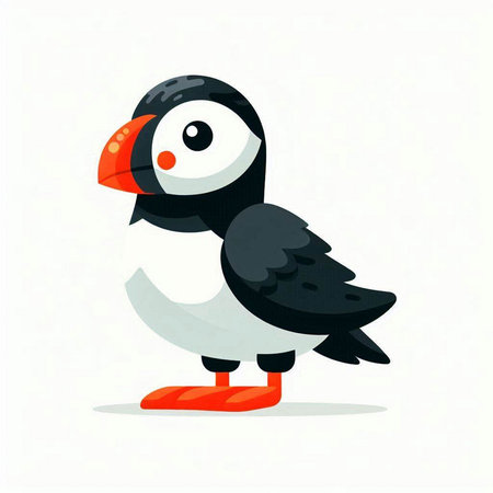 Puffin vector illustration. Cute cartoon penguin character.のイラスト素材