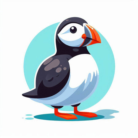 Puffin isolated on white background. Vector illustration. Cartoon style.のイラスト素材