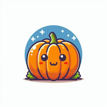 Cute kawaii pumpkin. Vector illustration isolated on white background.のイラスト素材
