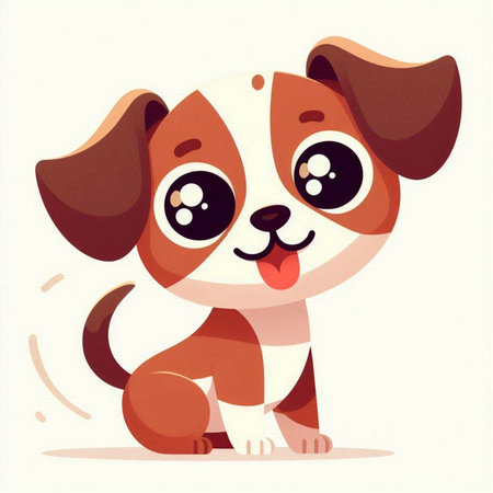 Cute cartoon dog with big eyes and mouth. Vector illustration.のイラスト素材