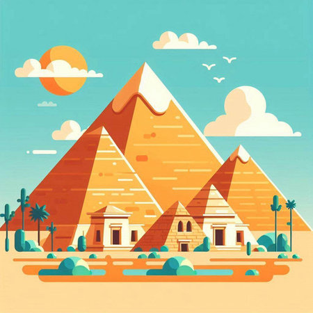 Egyptian pyramids in flat style. Vector illustration for web designのイラスト素材