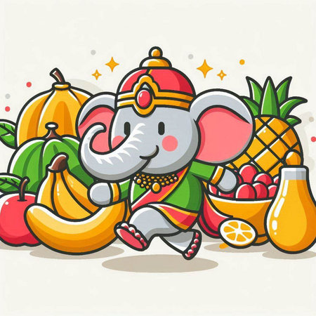 Indian festival Ganesh Chaturthi, cartoon vector illustration.のイラスト素材
