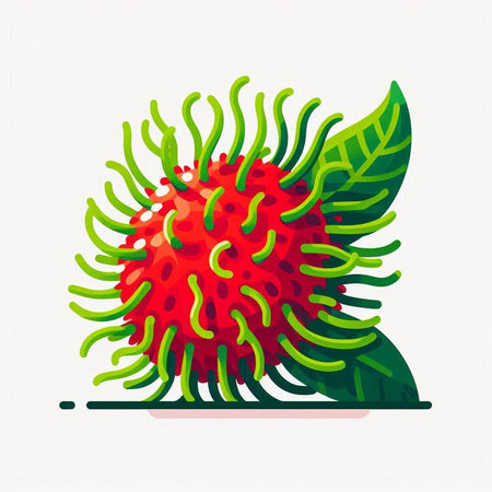 Rambutan fruit vector illustration. Rambutan icon isolated on white background.のイラスト素材