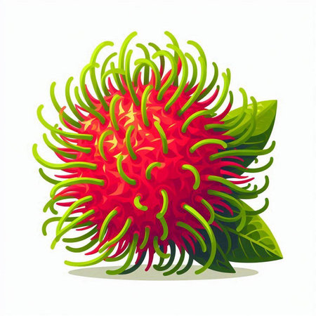 Rambutan isolated on white background. Rambutan vector illustrationのイラスト素材