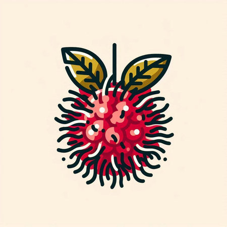 Rambutan fruit vector illustration. Hand drawn rambutan icon.のイラスト素材